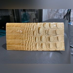 Like New Brahmin Leather Embossed Checkbook Wallet Cover